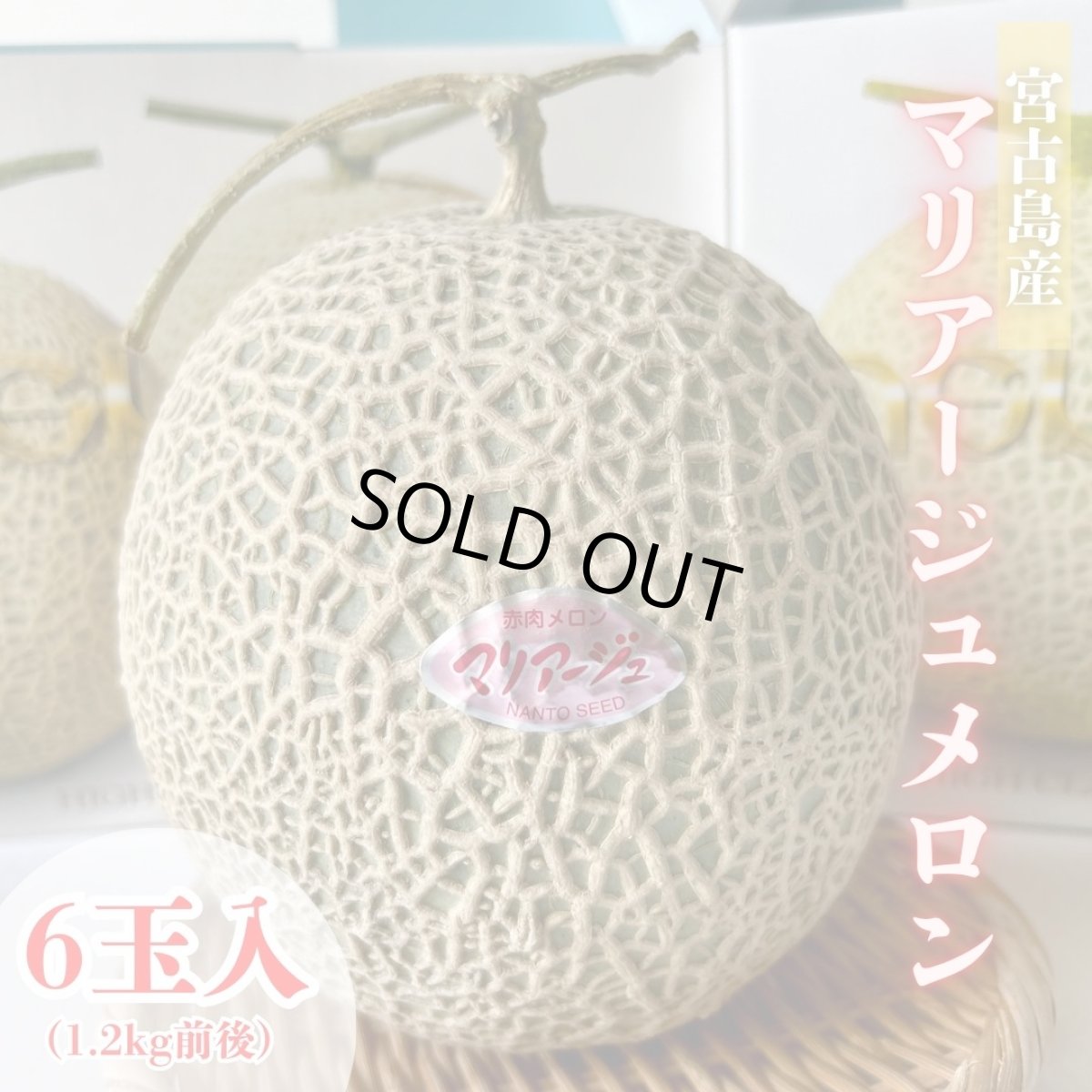 画像1: 「予約商品」宮古島産 　マリアージュメロン6玉　1ケース　(約1.2kg〜前後) 　赤肉メロン　※5月中旬発送開始 (1)