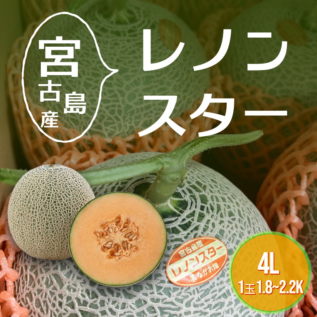 ★数量限定★ 宮古島産 赤肉大玉メロン　１ケース４玉入り　（1玉 約1.8〜2.2kg）